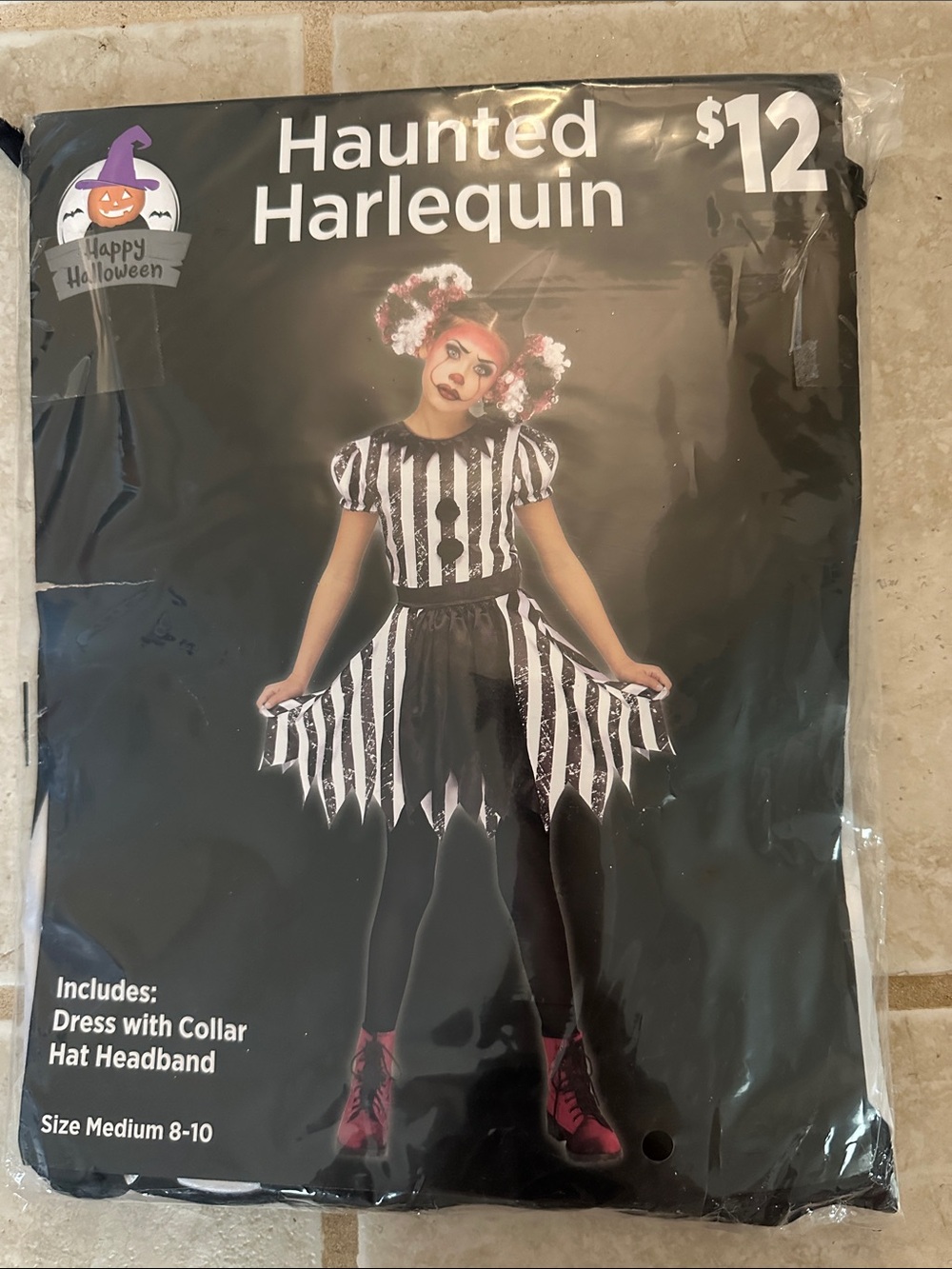 Haunted Harlequin Kids Costume - Black & White Dress by